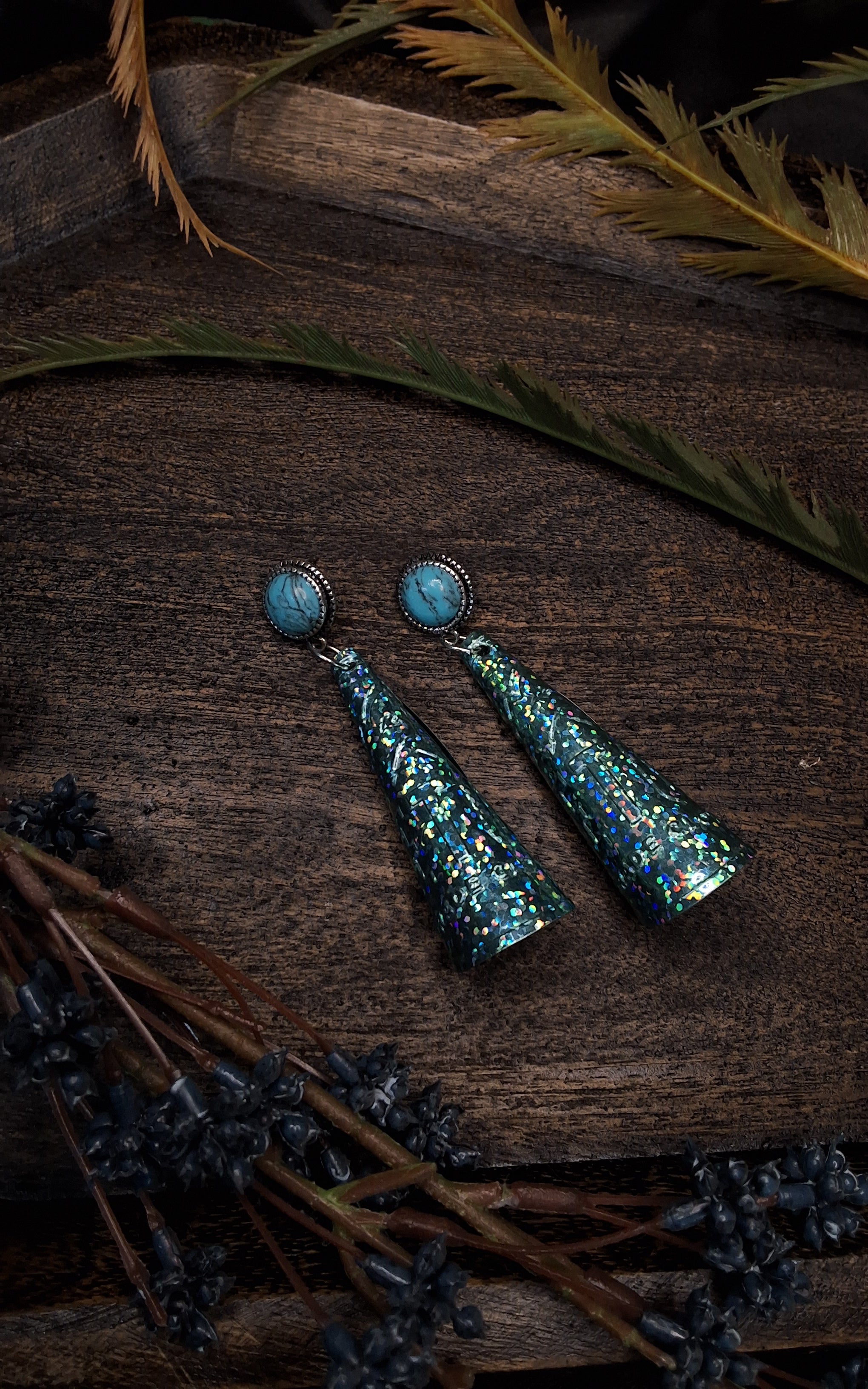 Teal/Torquoiuse Jingle Cone Earrings