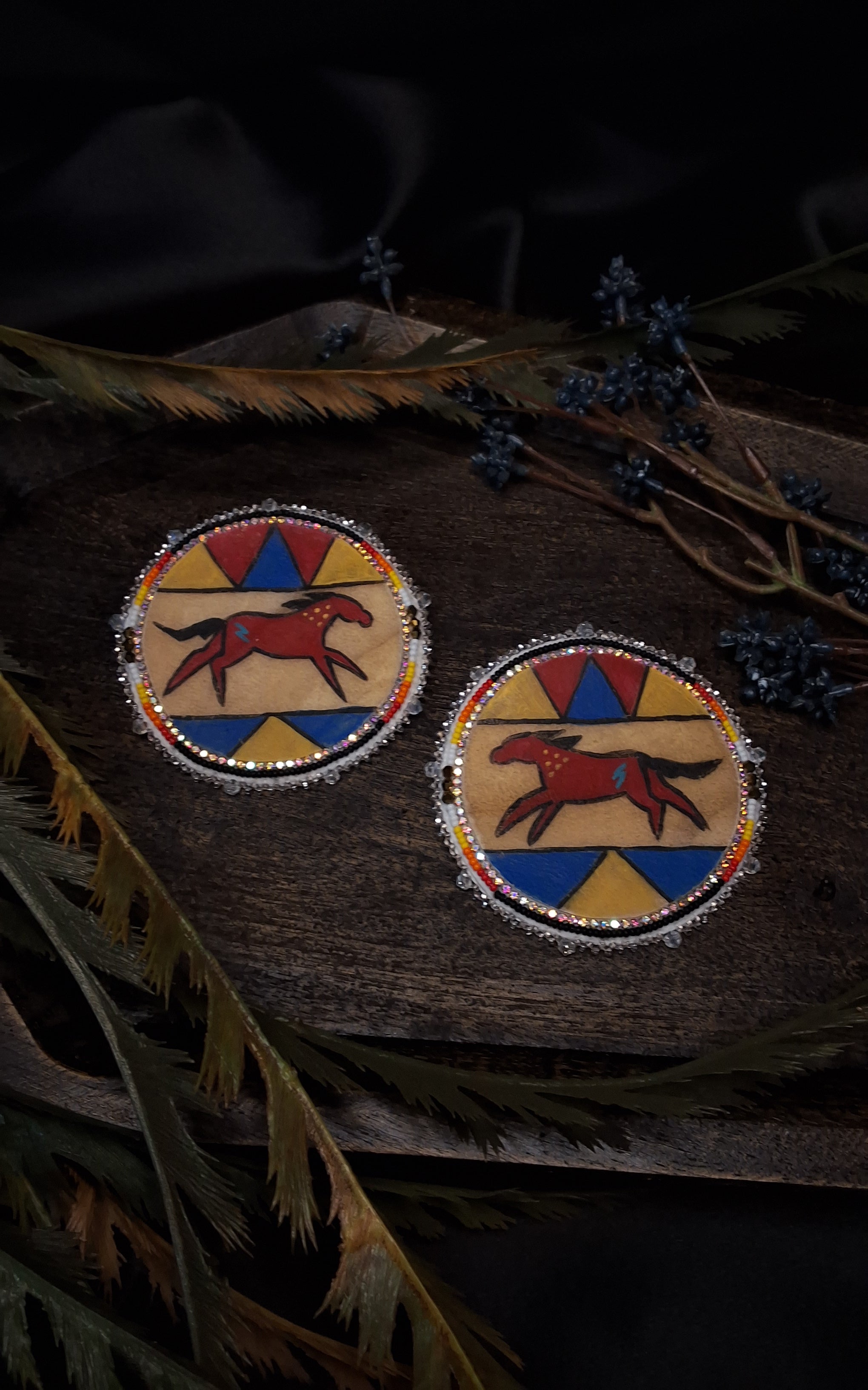 Handpainted Parfleche Earrings