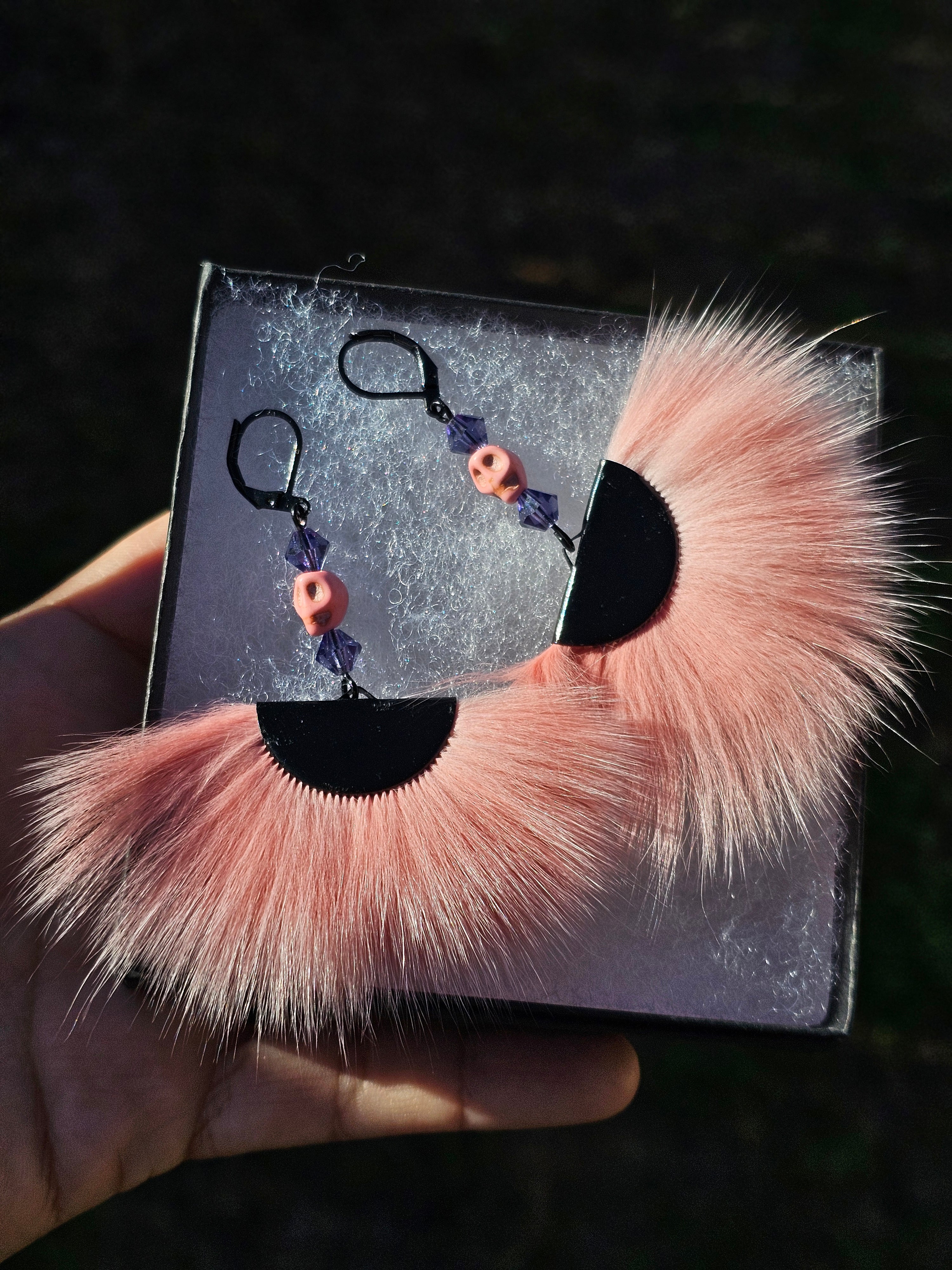 Dyed Fox Fur Earrings