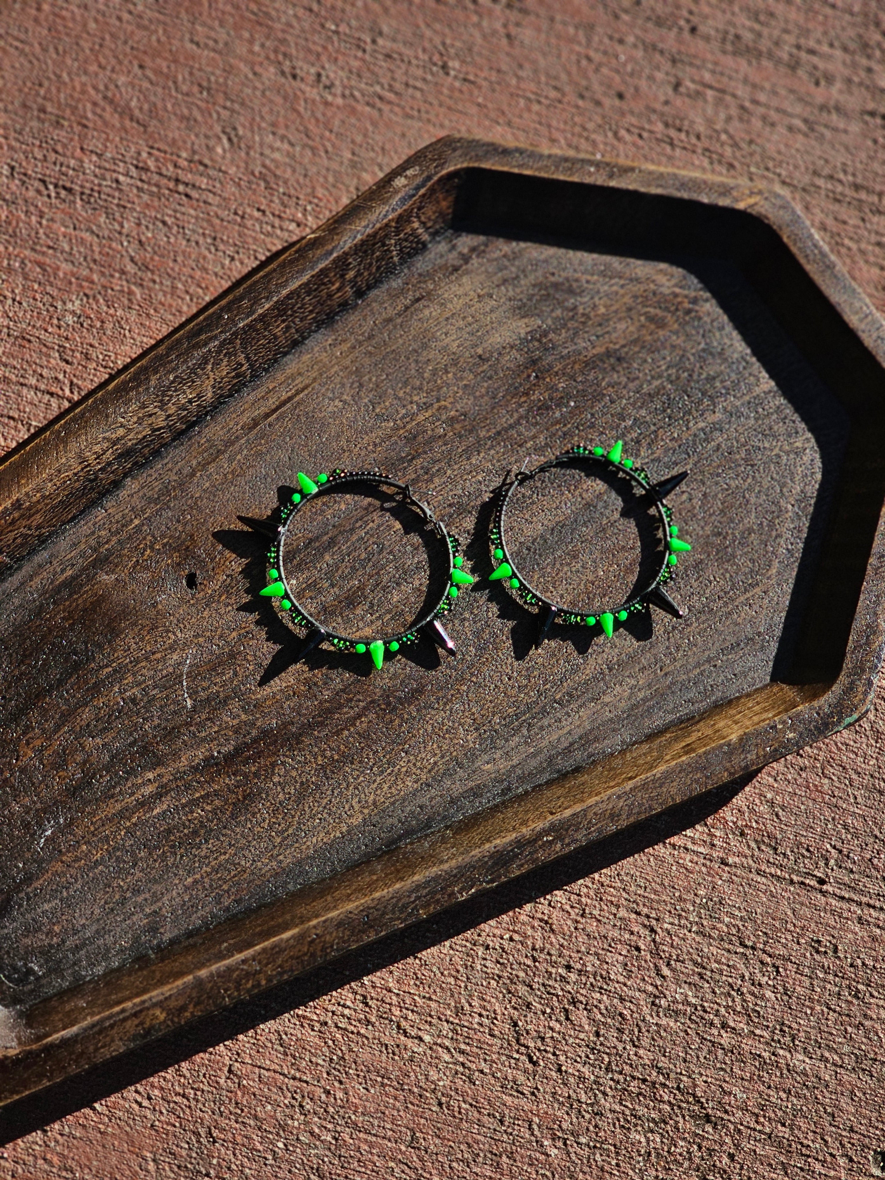 Neon Spiked Hoops