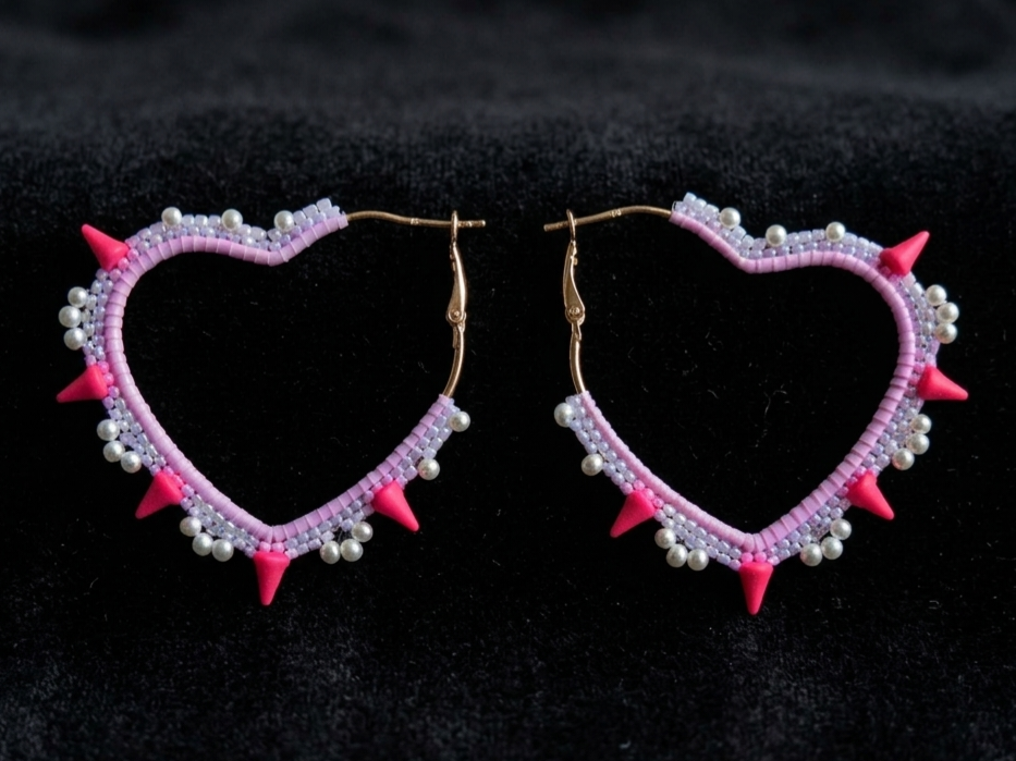 Neon Pink Spiked Earrings