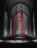 Blood Red Leather Pentagram Earrings 14MM