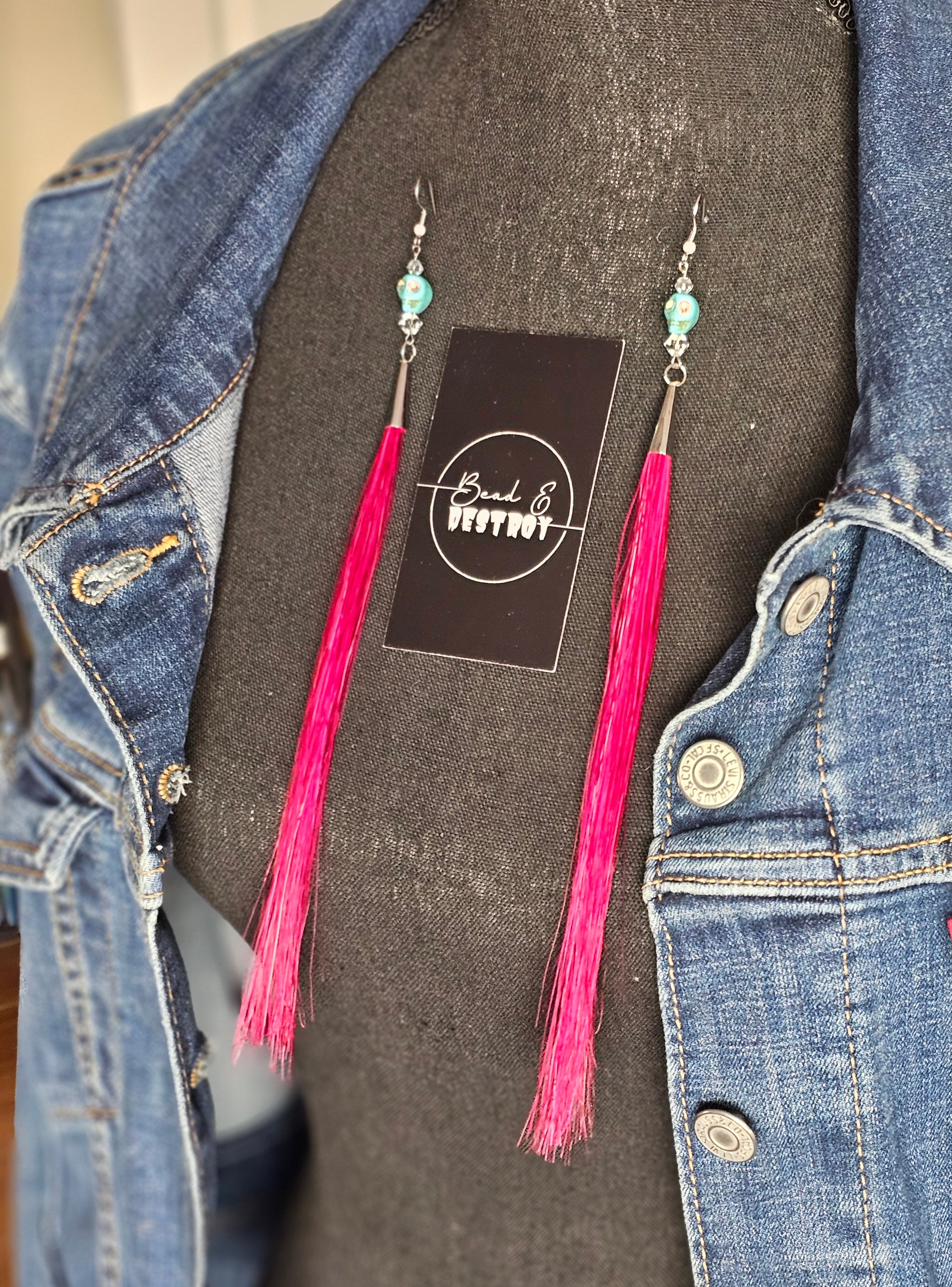 Pink Horse Hair Earrings